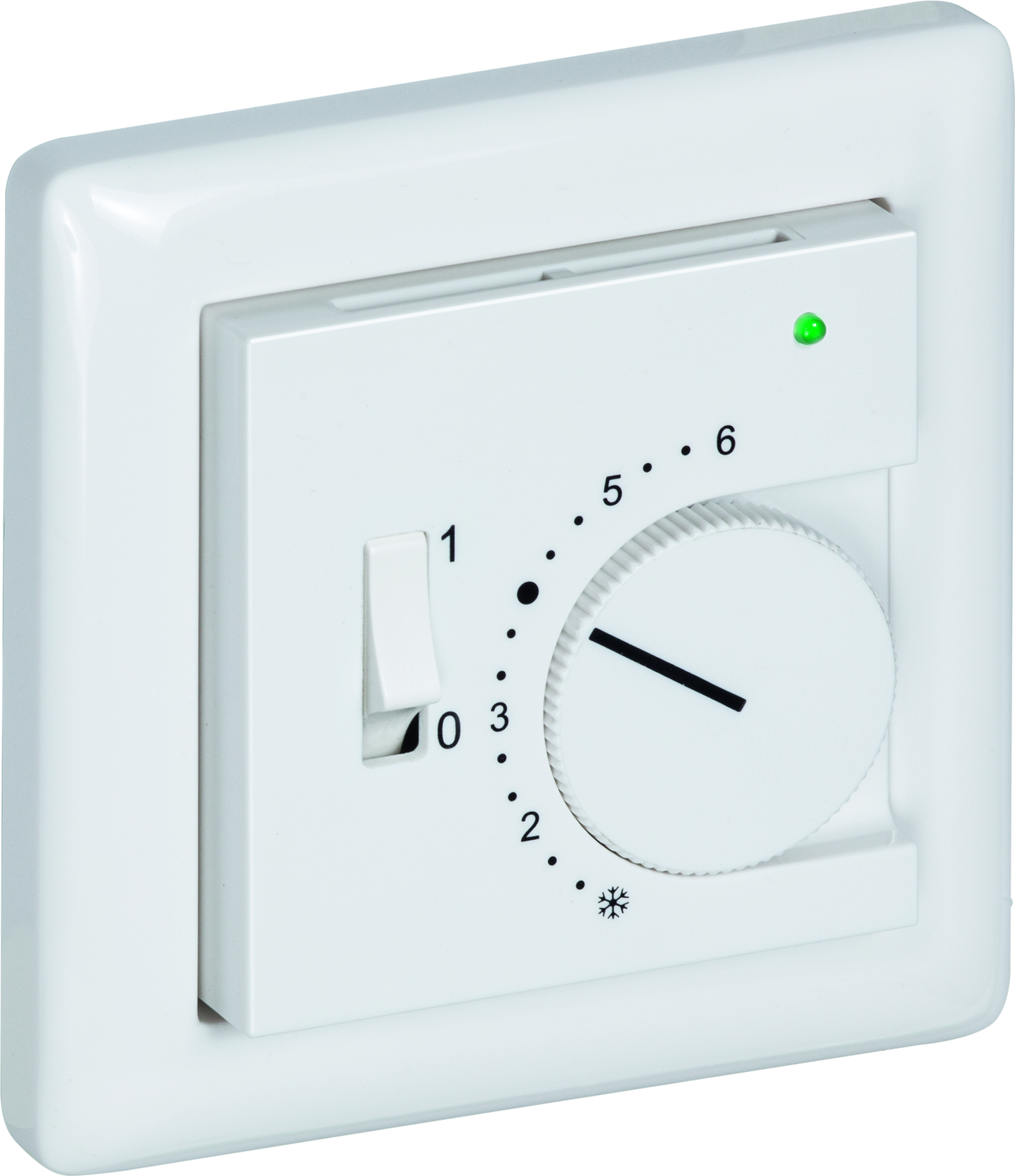 Raumtemperaturfühler mit Bedienelementen im Flächenschalterprogramm THERMASGARD FSTF KTY81-210 P L W - S+S Regeltechnik