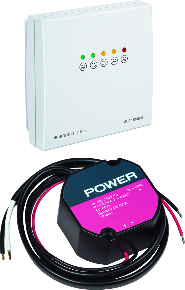 Schul CO2 Sensor | CO2 Ampel AERASGARD RCO2-AS UPNT, mit Metall-Sinterfilter - S+S Regeltechnik