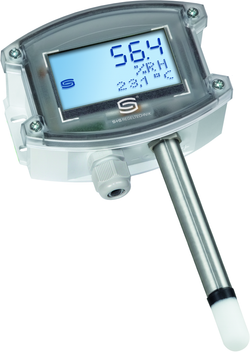 Aufputzfeuchtefühler / Außenfeuchtefühler HYGRASGARD AFF-20-U LCD, mit geöffneter Abdeckung, mit Kunststoff-Sinterfilter - S+S Regeltechnik