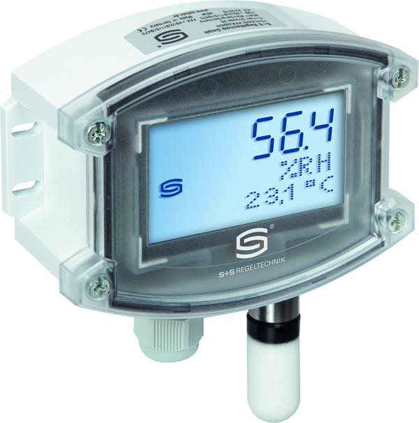 Aufputzfeuchtefühler / Außenfeuchtefühler HYGRASGARD AFF-U LCD, mit LCD-Anzeige, mit Kunststoff-Sinterfilter - S+S Regeltechnik