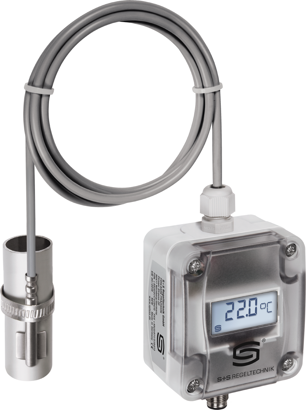 Anlegetemperaturfühler / Rohranlegemessumformer THERMASGARD ALTM2-I Q LCD, mit LCD-Anzeige - S+S Regeltechnik