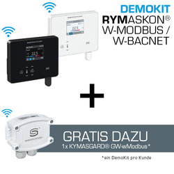 Оцените W-Modbus/wBACnet: наш демонстрационный комплект, общий вид с двумя дисплеями и одним датчиком