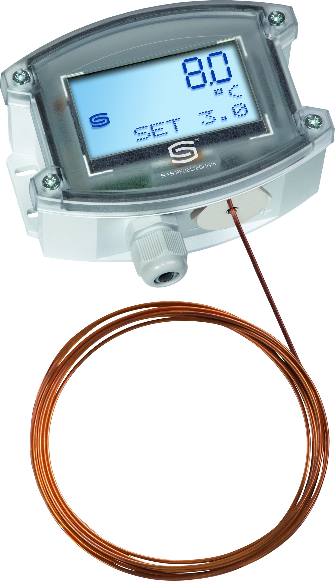 THERMASREG FS20-UW-HE 6m LCD, mit geöffneter Abdeckung - S+S Regeltechnik