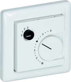 Raumtemperaturfühler mit Bedienelementen im Flächenschalterprogramm THERMASGARD FSTF NTC10K P D4 - S+S Regeltechnik