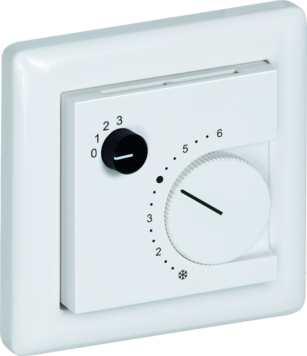 Raumtemperaturfühler mit Bedienelementen im Flächenschalterprogramm THERMASGARD FSTF NTC10K P D4 - S+S Regeltechnik