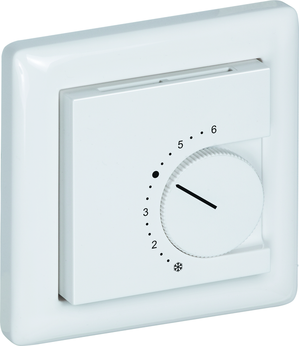 Raumtemperaturfühler mit Bedienelementen im Flächenschalterprogramm THERMASGARD FSTF NiTK P - S+S Regeltechnik