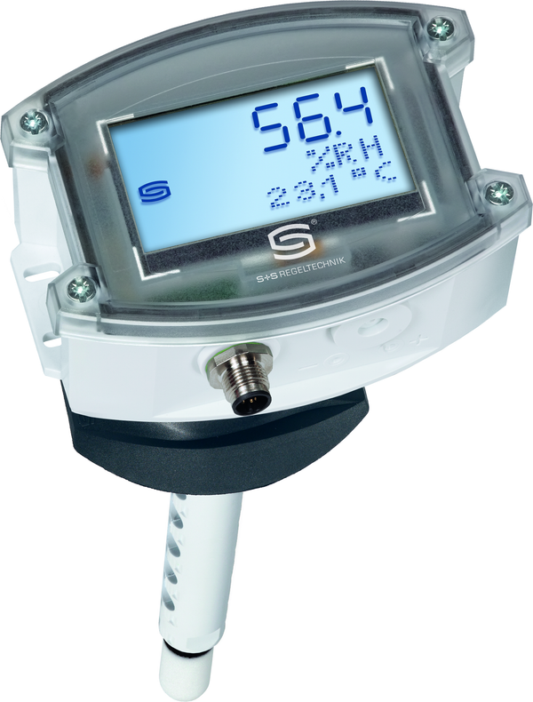 HYGRASGARD KFTF-20-I Q LCD, mit geöffneter Abdeckung, mit Kunststoff-Sinterfilter - S+S Regeltechnik