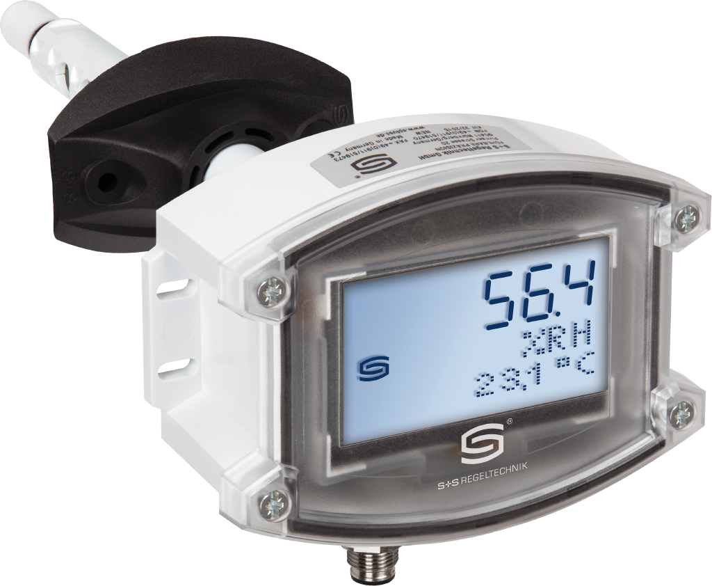 Kanalfeuchte- und Temperaturfühler HYGRASGARD KFTF-20-U Q LCD, mit LCD-Anzeige, mit Kunststoff-Sinterfilter - S+S Regeltechnik