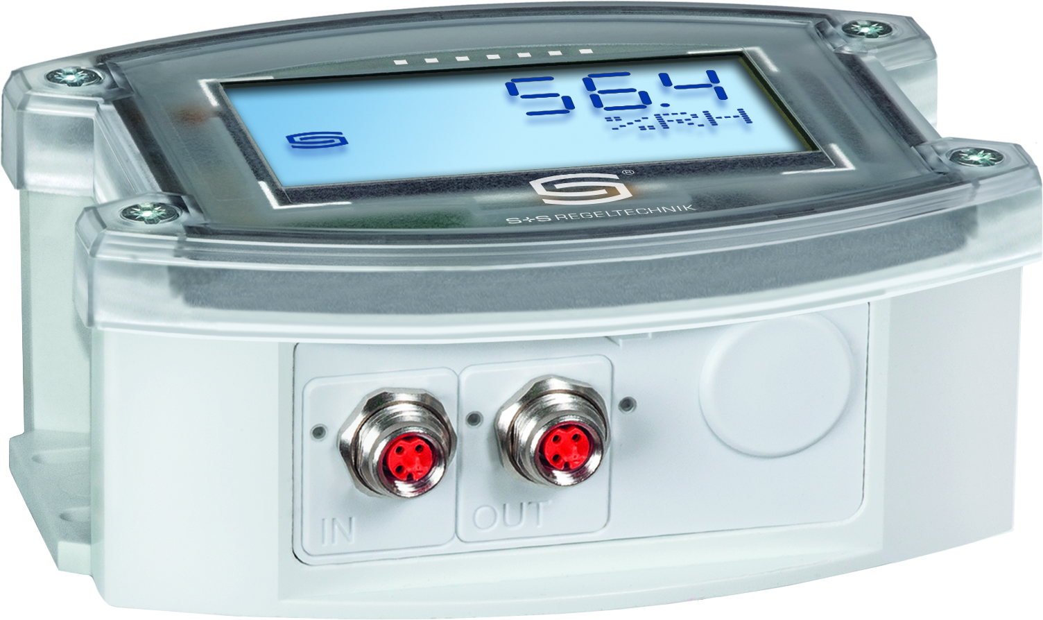 HYGRASGARD KFTF-ECATP LCD, Anschlussseite des Geräts, mit Metall-Sinterfilter - S+S Regeltechnik