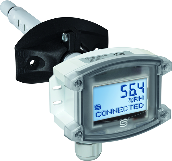 WIRELESS Kanal- Feuchte- und Temperaturfühler HYGRASGARD KFTF-wModbus LCD, mit LCD-Anzeige, mit Kunststoff-Sinterfilter - S+S Regeltechnik