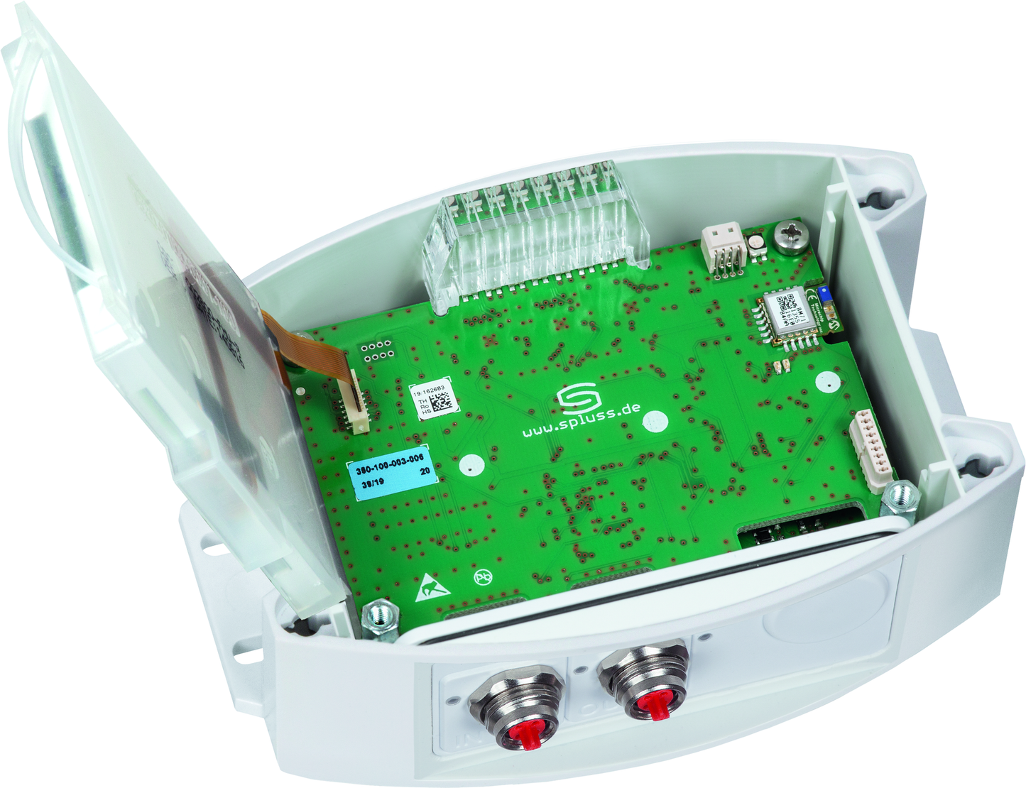 THERMASGARD MWTM-ECATP 0,4m LCD, mit geöffneter Abdeckung und LCD-Anzeige - S+S Regeltechnik