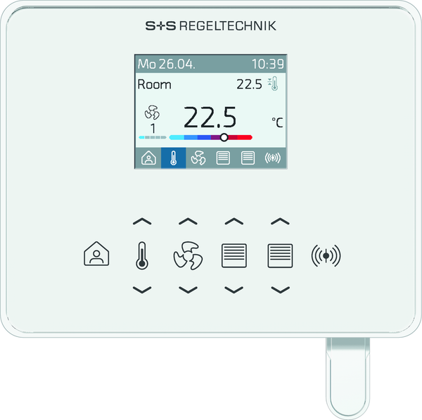 RYMASKON RYM 1441C-RH-CO2-VOC-WMOD-BB room control device with digital display and control buttons.