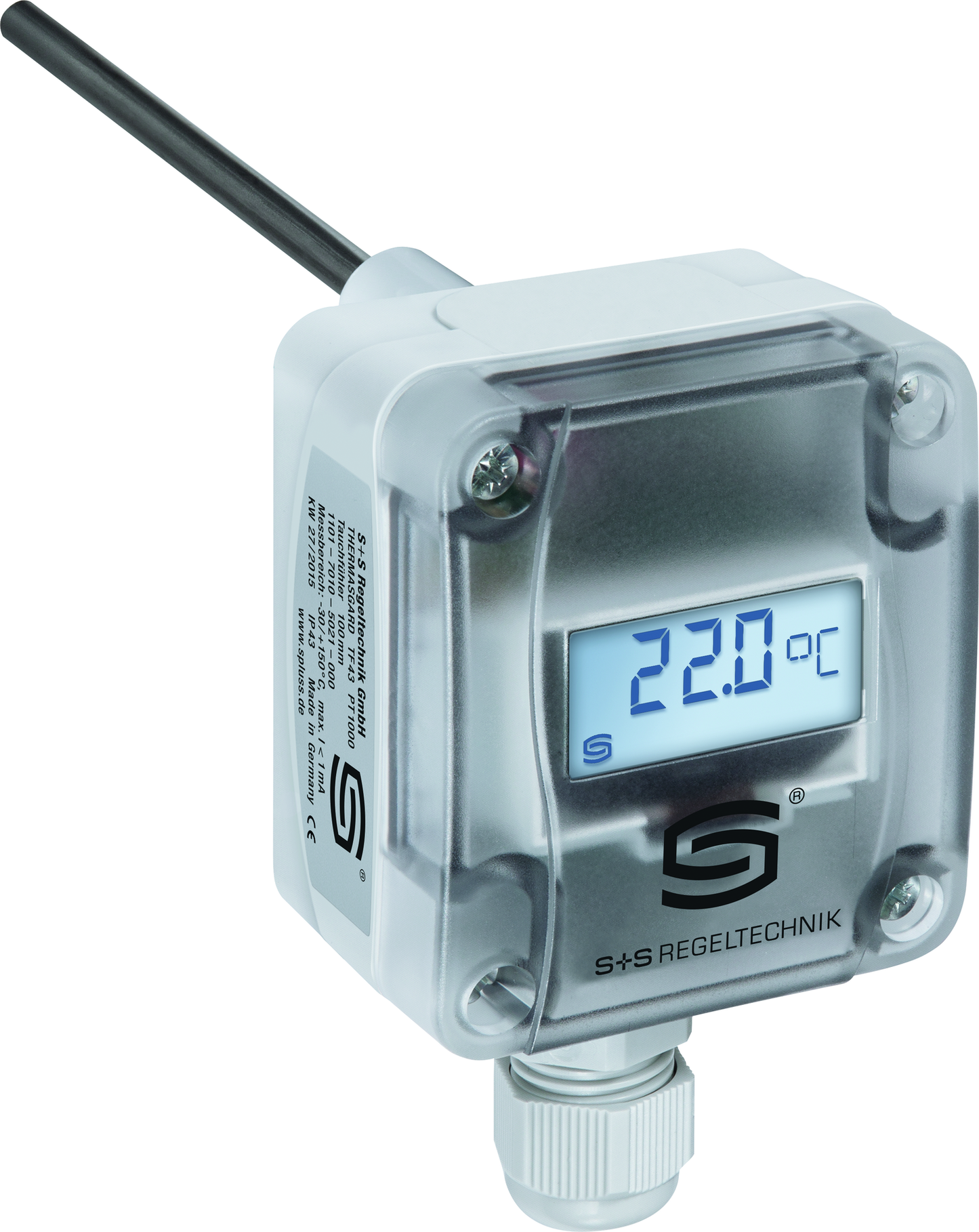 Temperaturmessumformer THERMASGARD TM65-A 400mm LCD, mit LCD-Anzeige - S+S Regeltechnik